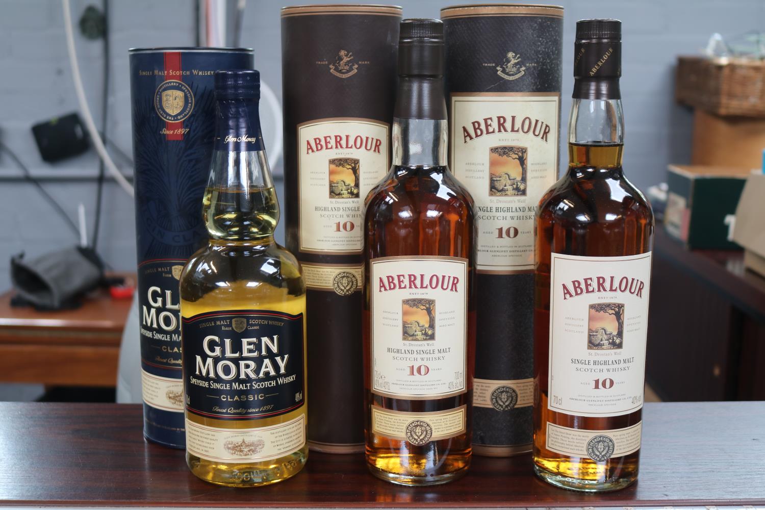 2 Cased Aberlour Highland Single Malt Scotch Whisky and a Cased Glen Moray Speyside Single Malt