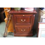 Modern Mahogany Chest of 2 drawers with brass drop handles