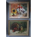 Kay Melzi (Homerton College) Floral still Life dated 1978 and a Oil on board signed K Buchanan
