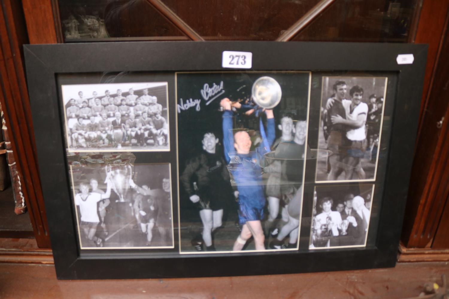 Framed Nobby Stiles Photograph Bearing Signature plus Photographs of other players including