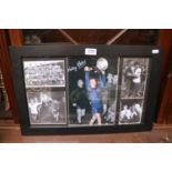 Framed Nobby Stiles Photograph Bearing Signature plus Photographs of other players including