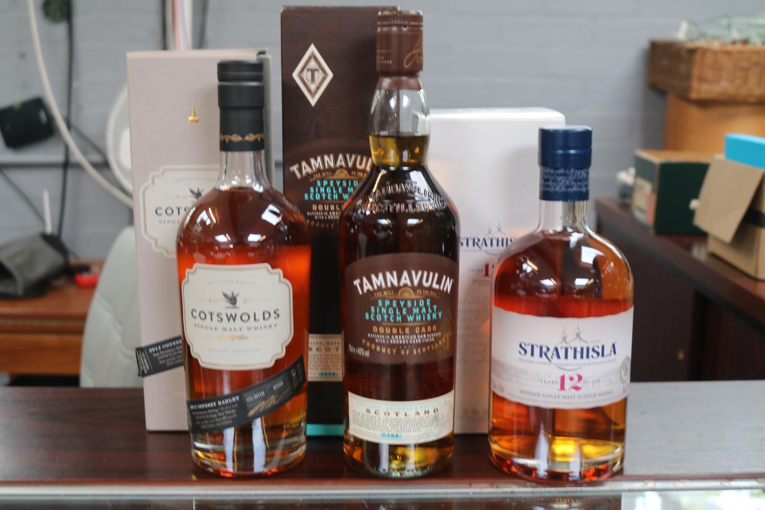 3 Boxed Whiskies to include Cotswolds Single Malt Whisky 2014, Tamnavulin Double Cask and a
