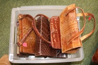 Good Collection of Vintage Ladies Handbag made from Crocodile Leather & Faux c1950's.