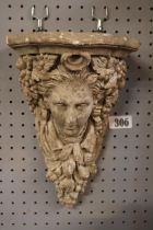 Early 20thC Plaster Bust Sconce with foliate decoration
