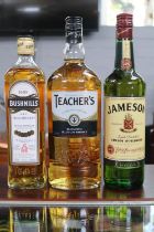 Bottle of Bushmills Irish Whiskey, Jameson Whiskey & a Bottle of Teachers Blended Whisky