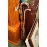 Collection of Vintage Walking Canes some with Silver fittings