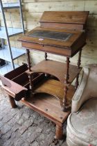 Victorian Leather topped Clerks Desk with turned supports, Indian Hardwood Coffee table etc