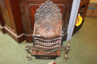 Queen Anne style serpentine fronted fire basket with Cast Iron back