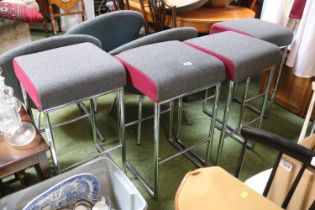 Set of 4 Allermuir PSS042H Chrome upholstered Bar stools