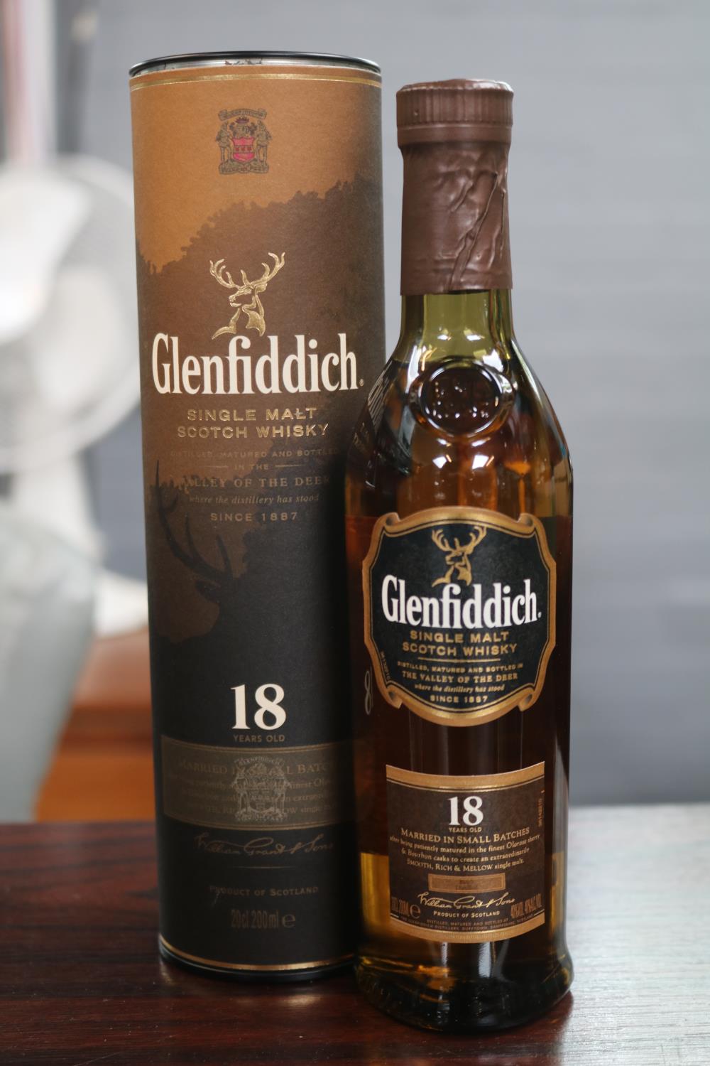 Cased Glenfiddich Single Malt Scotch Whisky 18 Year 20cl