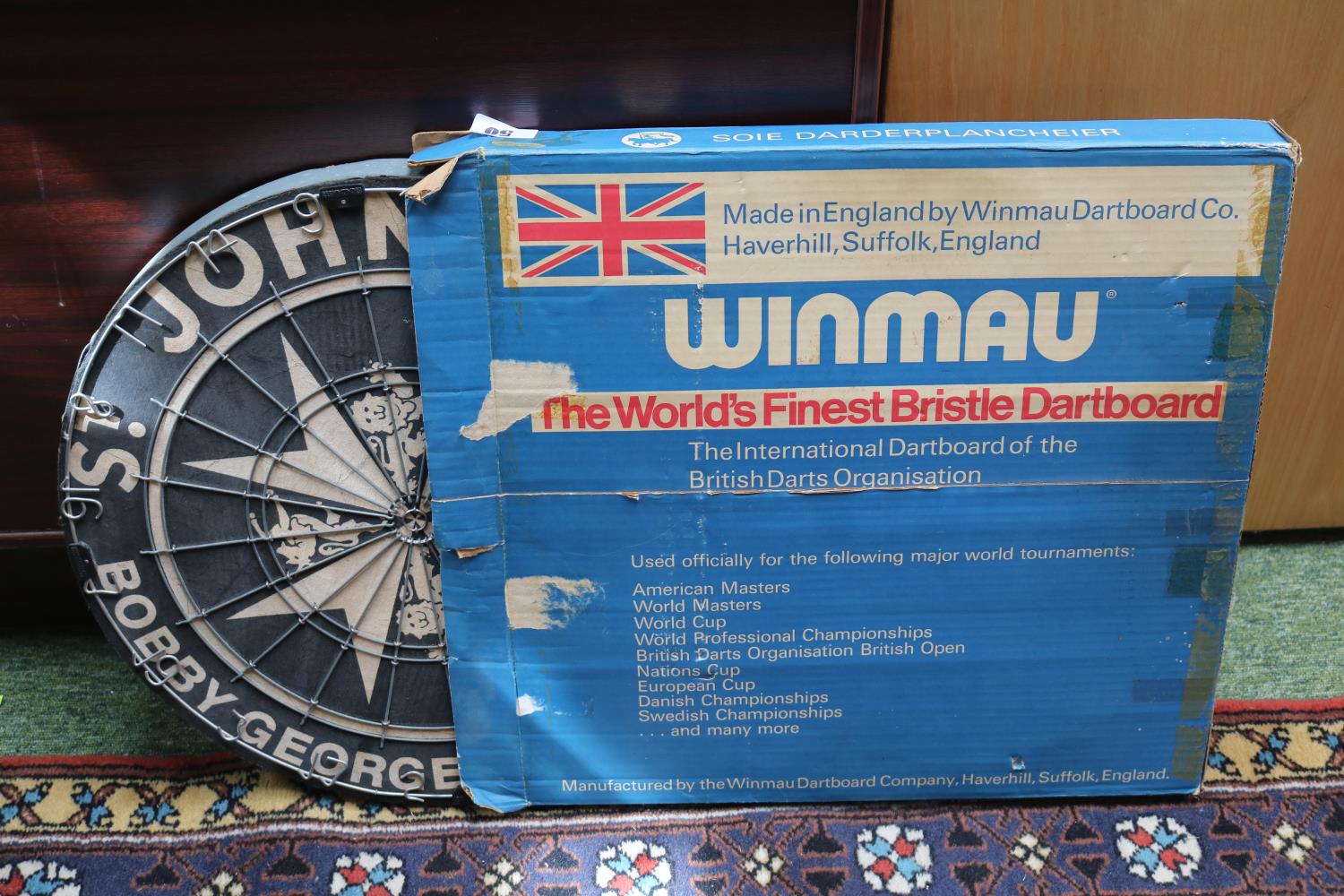 Winmau Bristle Dartboard for St Johns Ambulance, endorsed by darts world champion Bobby George.