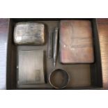 Collection of assorted Silver items to include Cigarette cases, Propelling Pencil etc 280g total