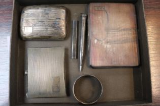 Collection of assorted Silver items to include Cigarette cases, Propelling Pencil etc 280g total