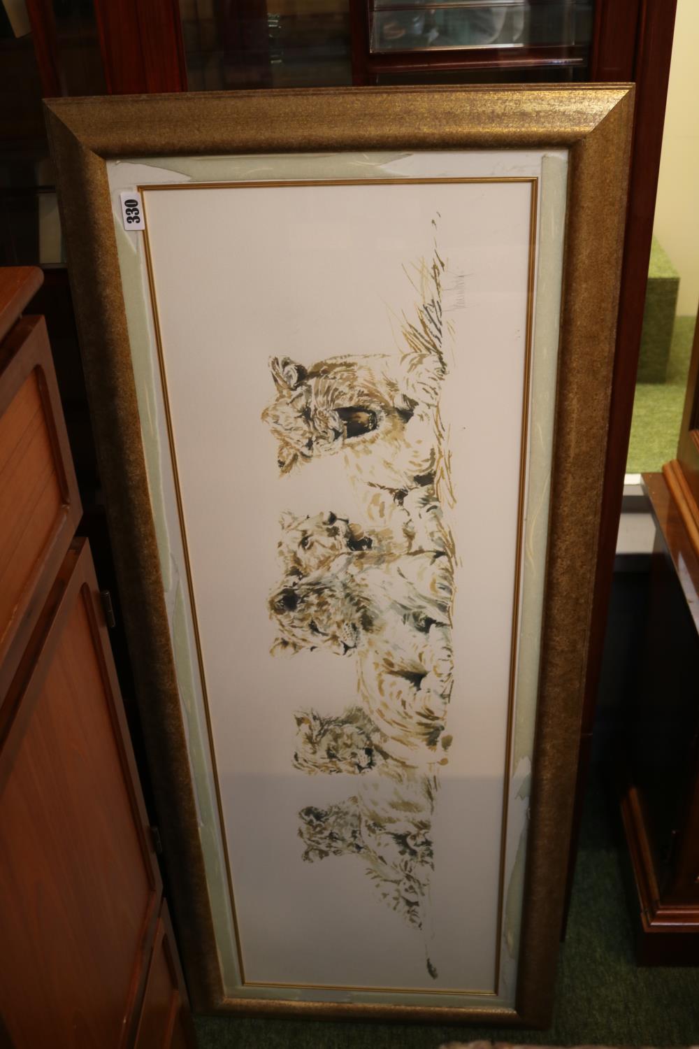 Large framed print of Tiger Cubs signed in Pencil