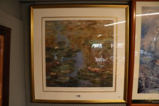 Ande Kase of California signed Print of Lily pads after Monet
