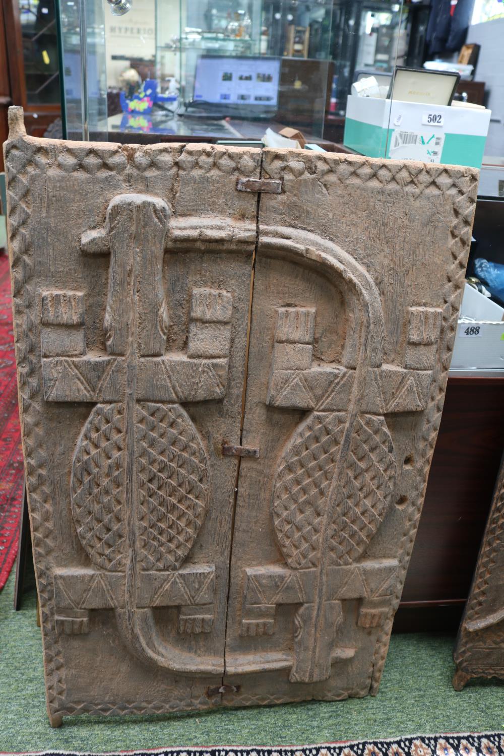 Collection of 4 African Baule door carvings possibly Ivory coast - Shrine doors largest 100cm in - Image 5 of 5