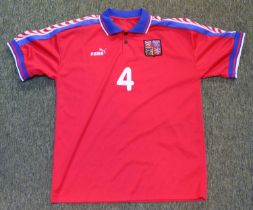 PAVEL NEDVED 1996 MATCH WORN CZECH REPUBLIC JERSEY The Puma red #4 jersey was worn by the Czech