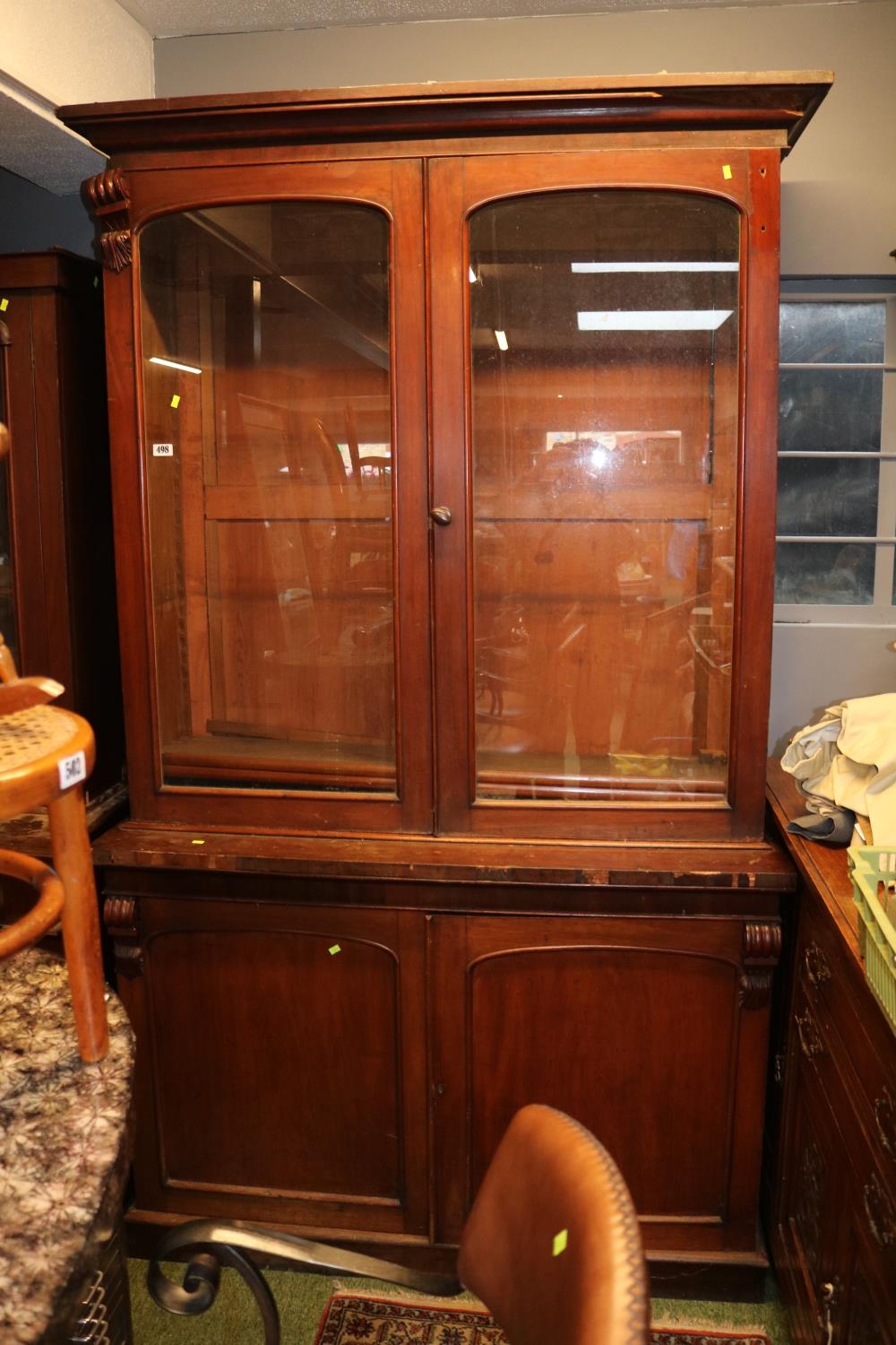 Victorian Mahogany Glazed Dresser of 2 drawers and cupboard base. 130cm in Width