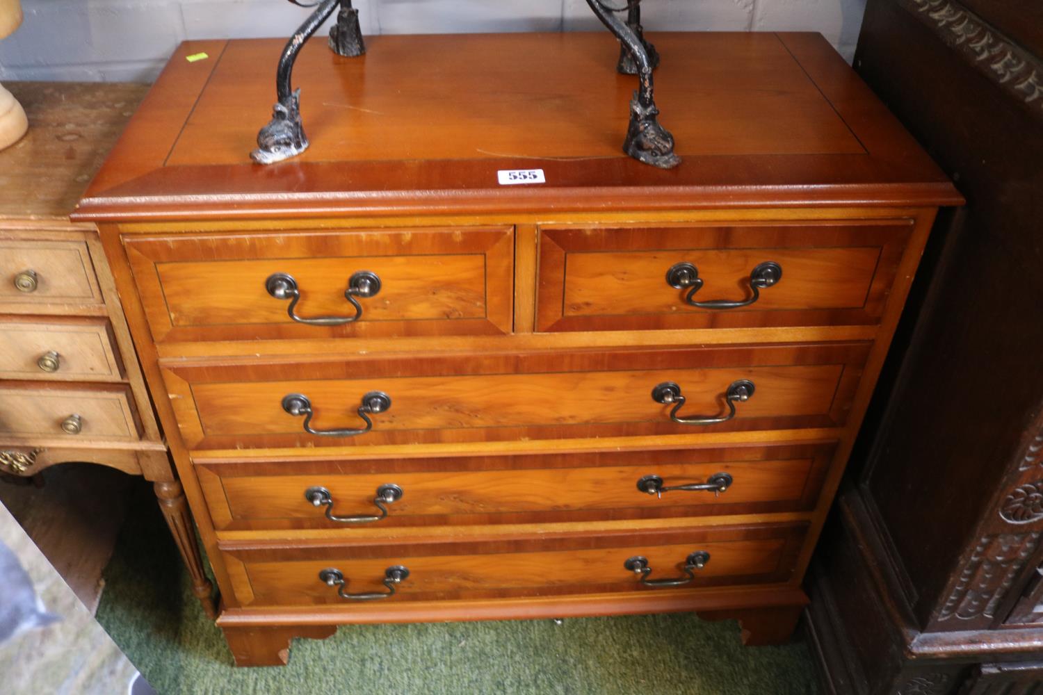 Modern Chest of 2 over 3 drawers with bracket feet