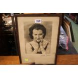 Framed Sepia Photograph of Gracie Fields signed and dedicated