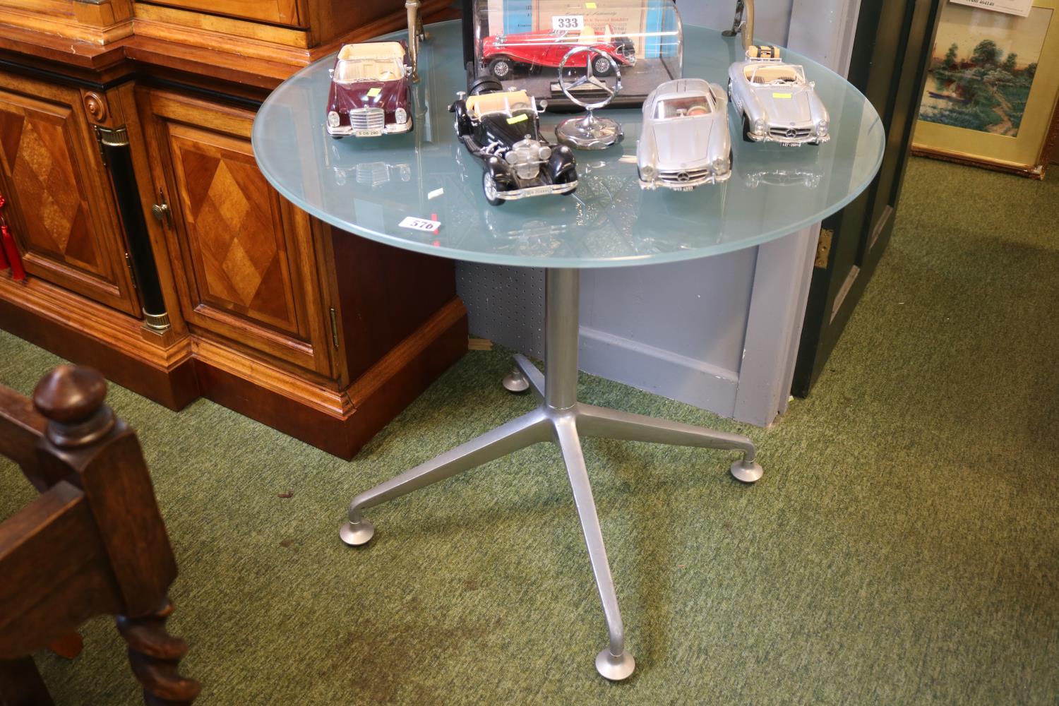 Modern Norman Foster style glass topped Metal framed table