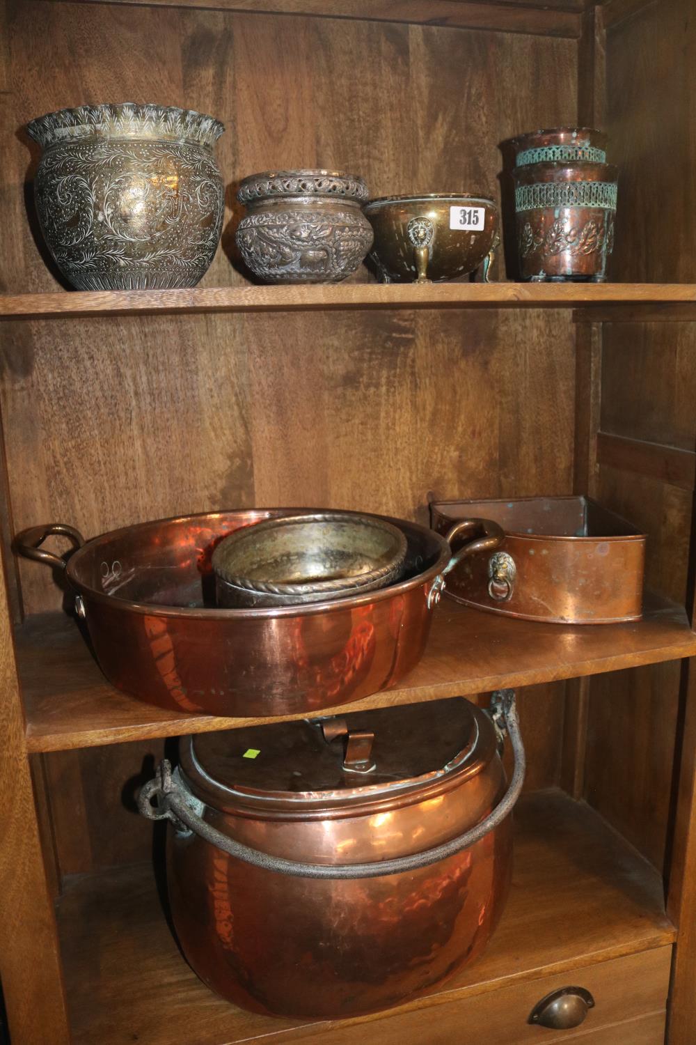 Large Copper Cooking pot with wrought metal handle and a collection of European and Ottoman - Image 2 of 4