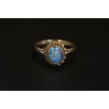 Ladies 9ct Gold Opal set ring with rub over setting. Size P. 2.5g total weight