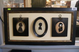 Collection of late 19thC Silhouettes in rectangular frame