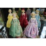 Collection of 5 Royal Worcester Grandmothers Dress figurines modelled by F G Doughty 3081 in 5
