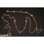 Fine Ladies 9ct gold necklace with Amethyst and opal setting 4.2g total weight
