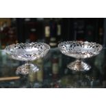 Pair of Good Quality Silver Pierced Bon Bon dishes Sheffield 1908 185g total weight. 10cm in
