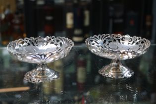 Pair of Good Quality Silver Pierced Bon Bon dishes Sheffield 1908 185g total weight. 10cm in