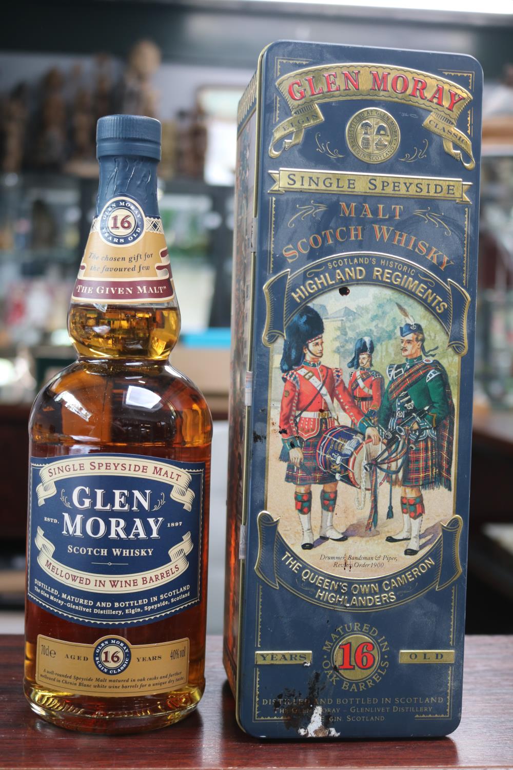 Glen Moray Malt Scotch Whisky 16 Year in metal case