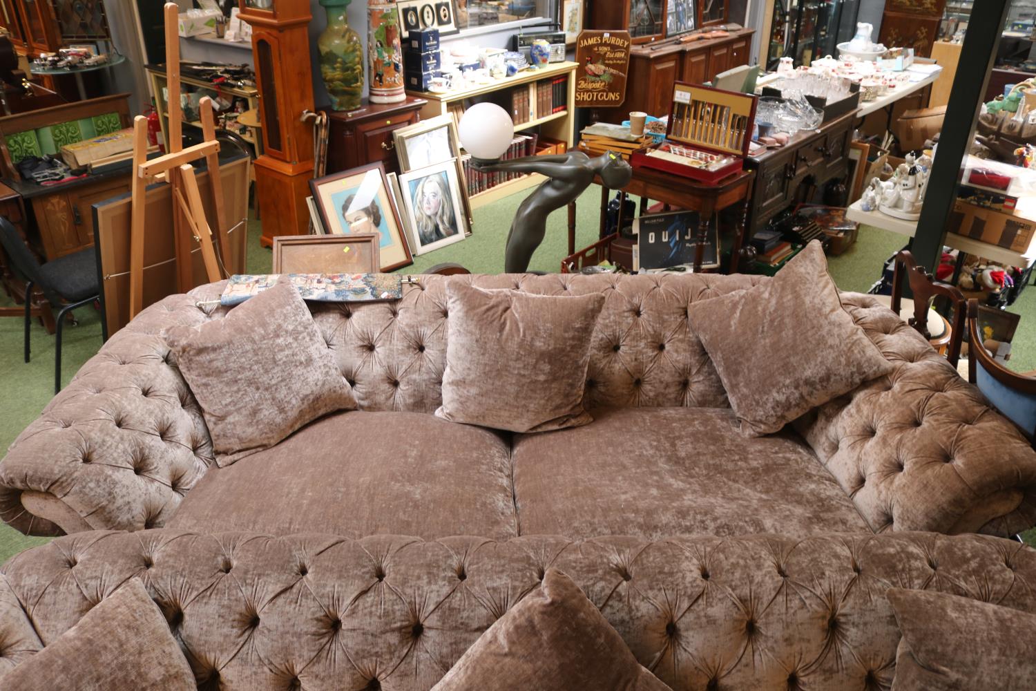 Very Large Velour Chesterfield button back sofa 275cm in Length