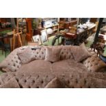 Very Large Velour Chesterfield button back sofa 275cm in Length