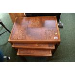 Nest of 3 Tile topped Coffee tables on straight supports