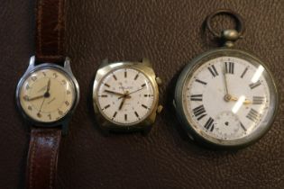 Vintage Russian Poljot watch, Ingersoll drivers watch & a an Alfred Bell of Wisbech pocket watch