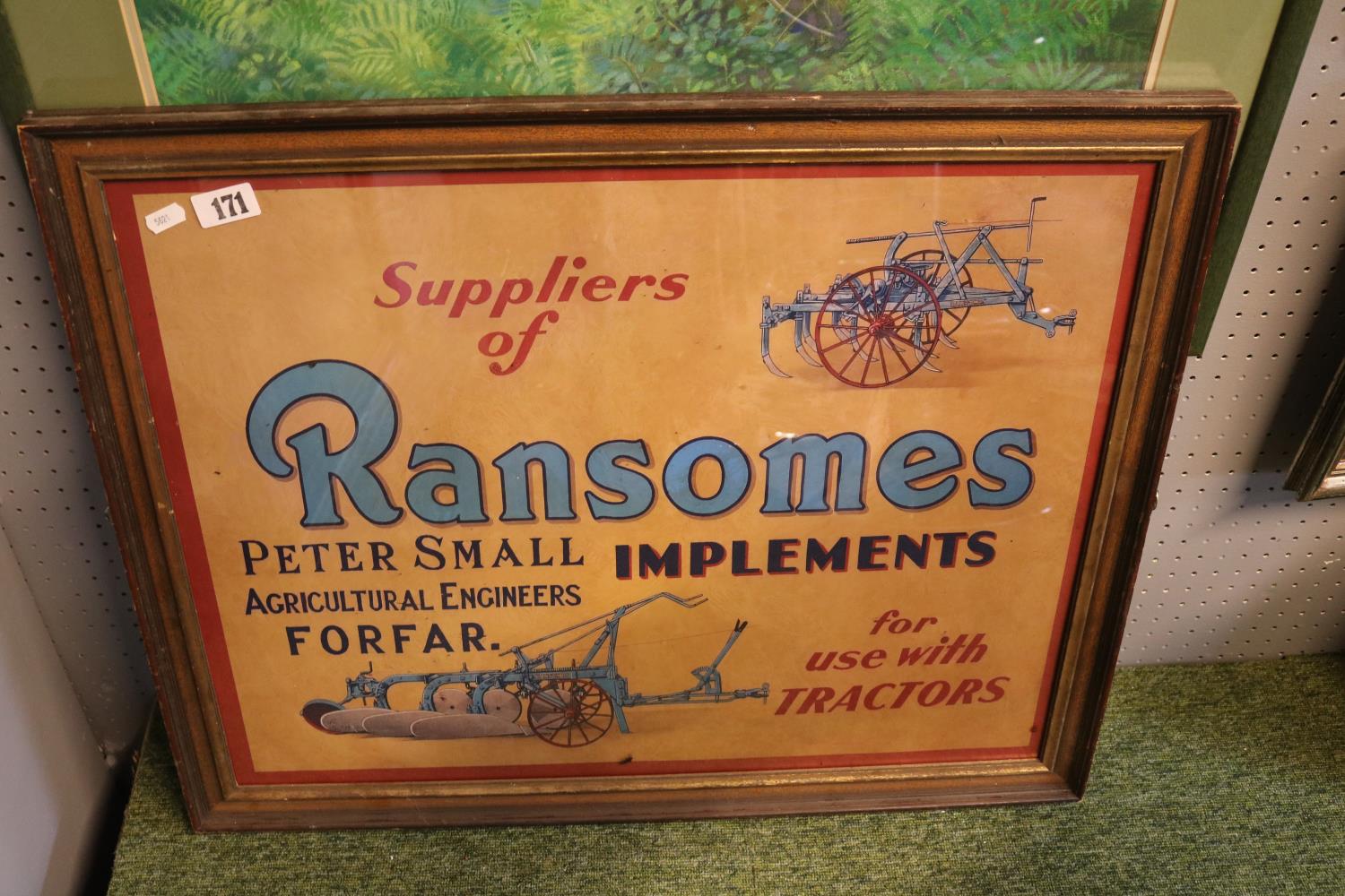 Vintage Advertising Print 'Suppliers of Ransomes Implements' 62 x 50cm