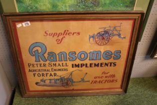 Vintage Advertising Print 'Suppliers of Ransomes Implements' 62 x 50cm