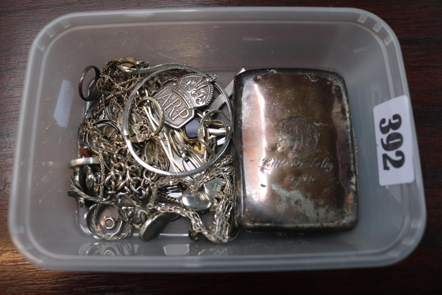 Collection of assorted Silver Jewellery and a Silver Cigarette Case 200g total weight