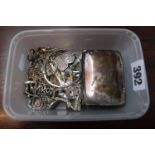Collection of assorted Silver Jewellery and a Silver Cigarette Case 200g total weight
