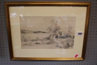 Robert Cree Crawford 1842–1924 Pencil sketch 'Loch Awe, Cruachan from Inverinnan' dated 1870. 20 x
