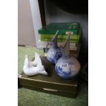 Pair of Delft Ewers, Lladro pair of Doves and assorted Ceramics