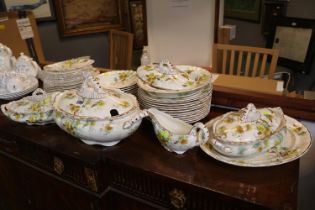 Late Meyer Eton pattern transfer printed dinner service comprising of Tureens, Sauce boat etc