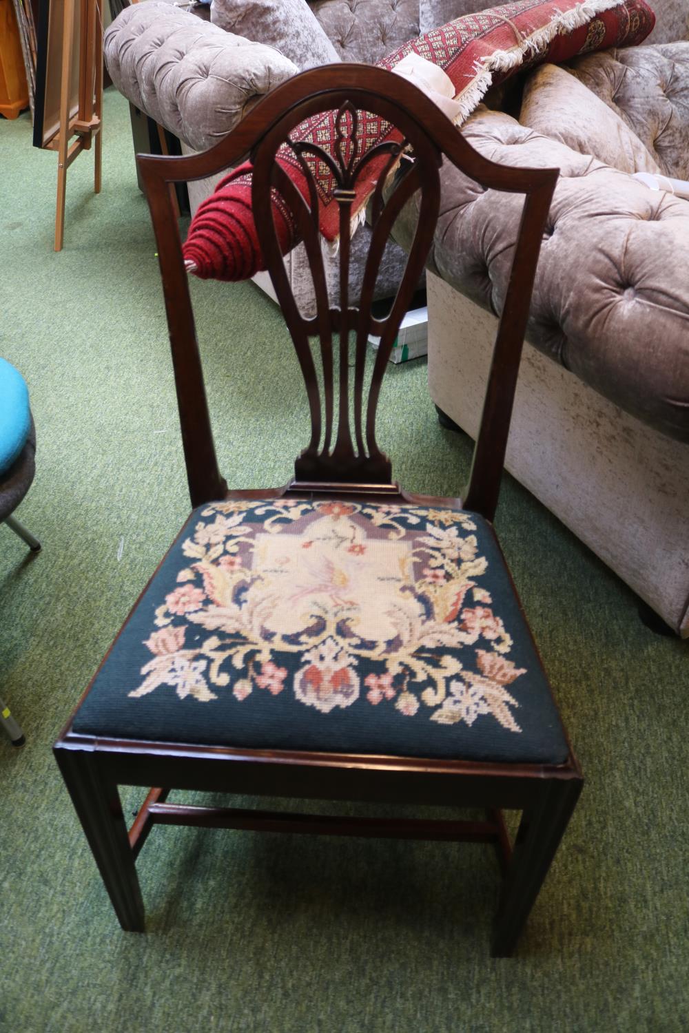 Set of 4 Mahogany framed dining chairs with drop in seats