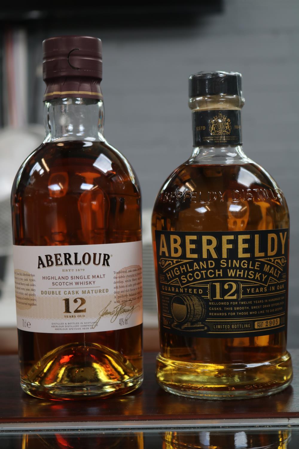 Cased Aberfeldy Highland Single Malt Scotch Whisky 12 Year and Aberlour Highland 12 Year