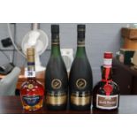 Cased Bottle of Remy Martin Champagne Cognac VSOP, 1 Uncased, Courvoisier VSAP 35cl and Grand