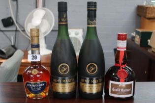 Cased Bottle of Remy Martin Champagne Cognac VSOP, 1 Uncased, Courvoisier VSAP 35cl and Grand