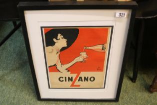 Vintage Cinzano advertising print framed and mounted