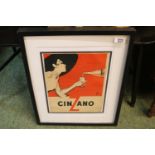 Vintage Cinzano advertising print framed and mounted